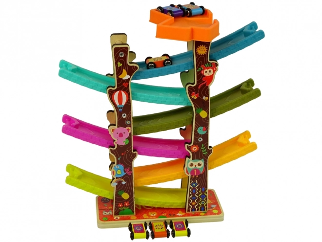 Colorful Car Track with Tree Slide and 6 Levels