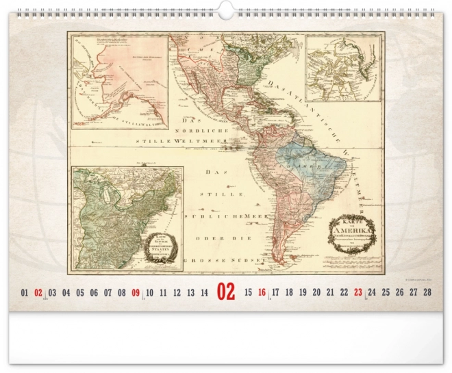 Wall calendar old maps 2025