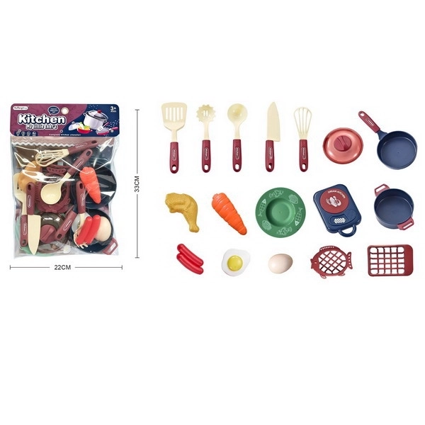 Kitchen Playset with Cooker, Utensils, and Food