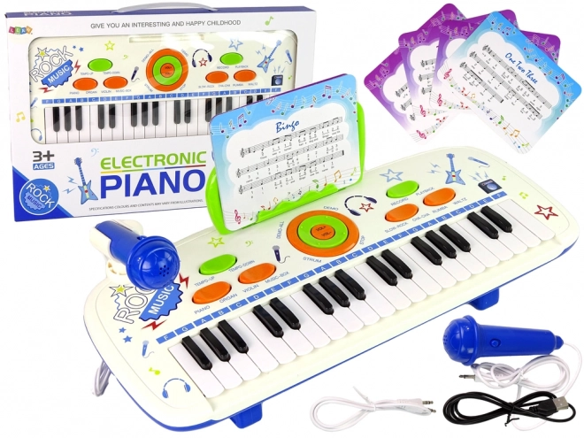 Electric Piano Keyboard for Kids Blue with USB and MP3