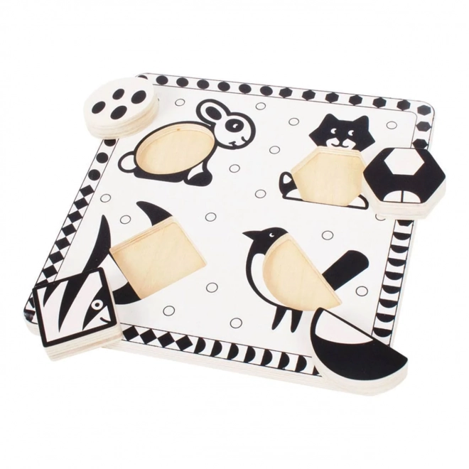 Bigjigs Toys wooden black and white shape puzzle