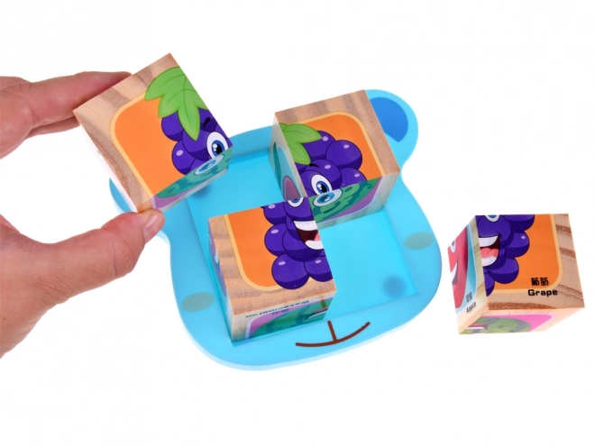 Wooden Fruit Puzzle Blocks Set