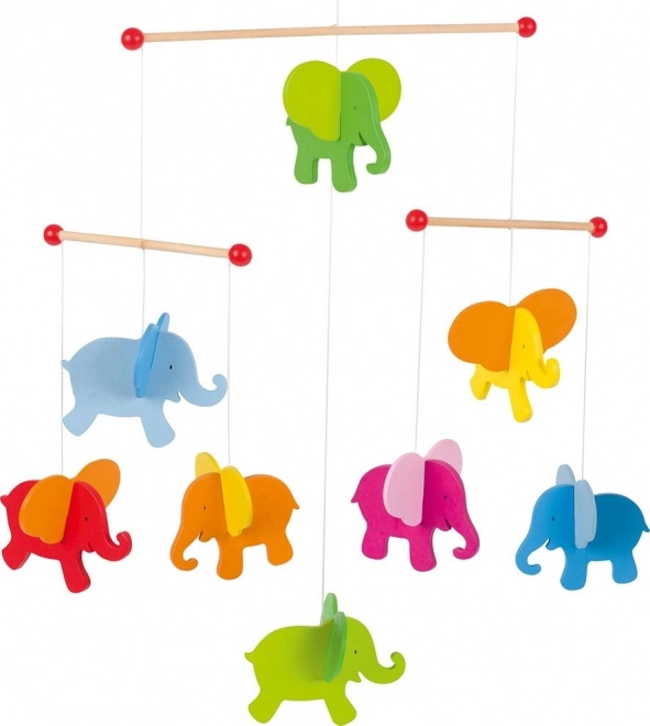 Wooden Hanging Mobile with Elephants