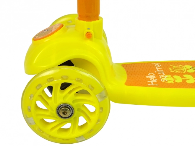 Three-Wheeled Balance Scooter with LED Wheels Yellow Squirrel