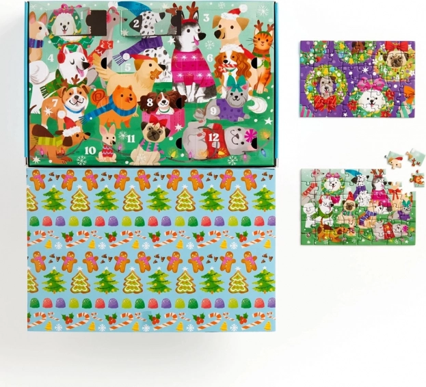 Kerst aftellen puzzelset 12 stuks
