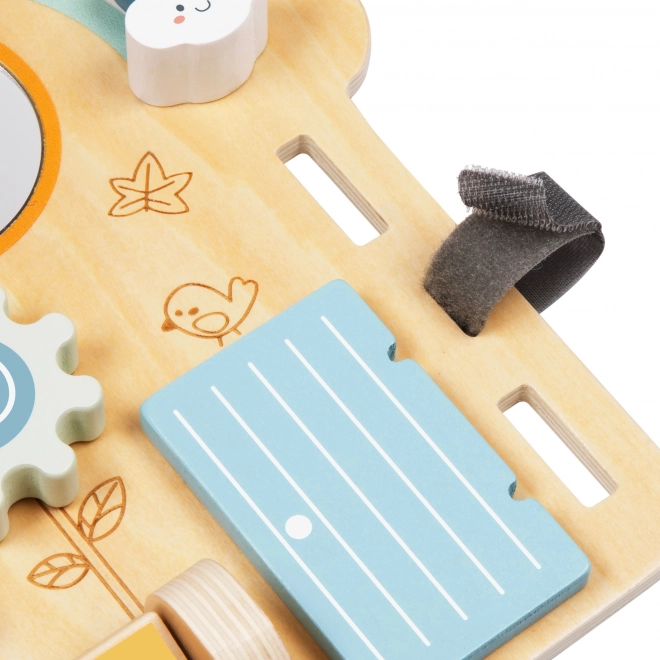 Tooky Toy Velká Dřevěná Manipulační Tabule Domek - Centrum Aktivit