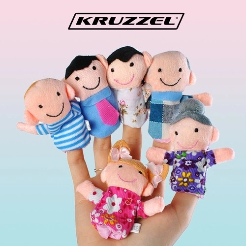 Set of 6 Finger Puppet Plush Toys - Family Characters