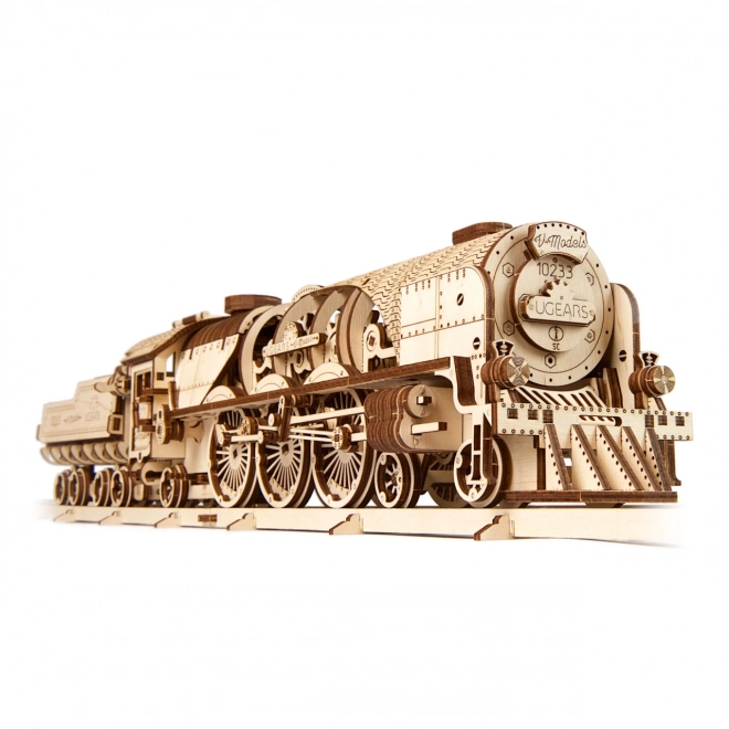 Ugears 3D Wooden Mechanical Puzzle Steam Locomotive V-Express 4-6-2 with Tender