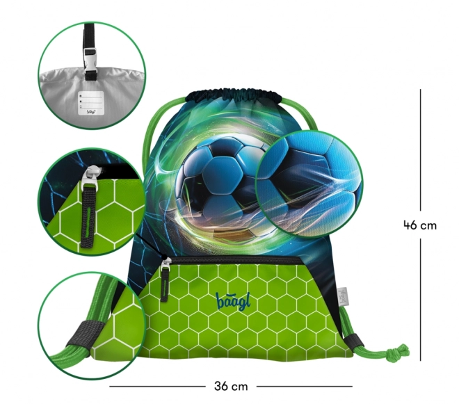 Football Ball Drawstring Bag with Pocket