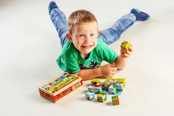 My First Animal Wooden Cubes Set in Wooden Box