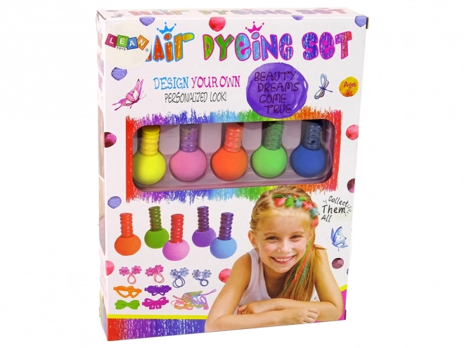 Children's Hair Dye Kit with 5 Colors and Hair Accessories