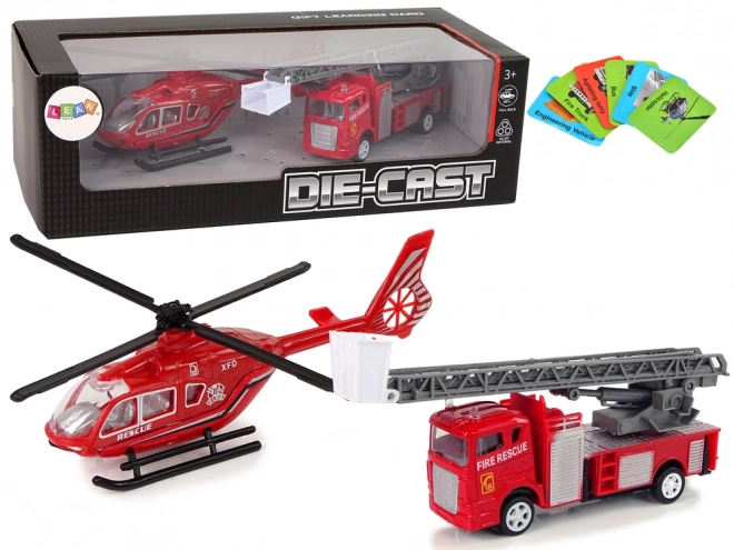 Fire Truck and Helicopter Toy Set