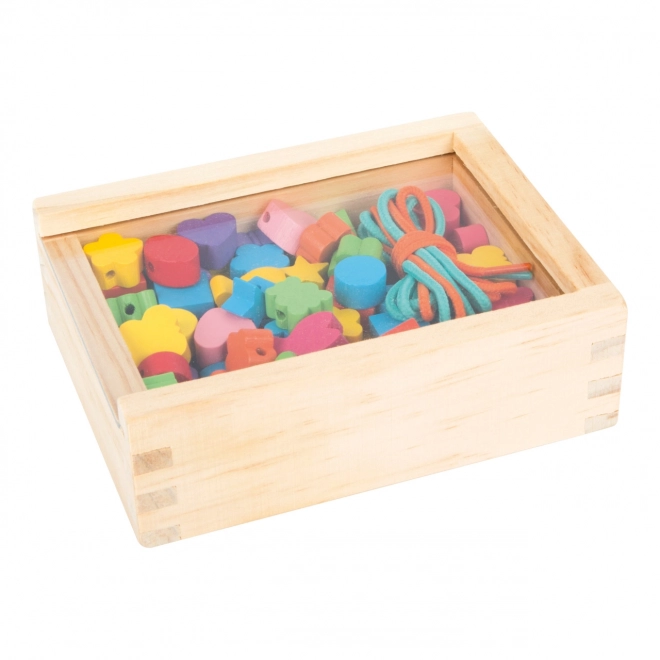 Small Foot Wooden Bead Stringing Shapes in Box