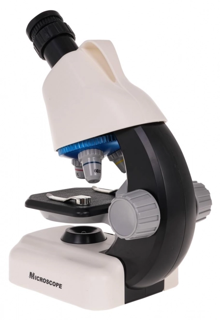 White Microscope with Test Tubes and Accessories