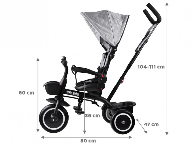 Tiny Bike 3-in-1 Kids Tricycle with Canopy – gray