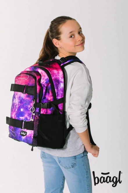 School Backpack Skate Galaxy