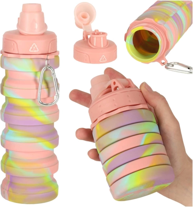 Bouteille d’eau de sport en silicone pliable 500 ml arc-en-ciel
