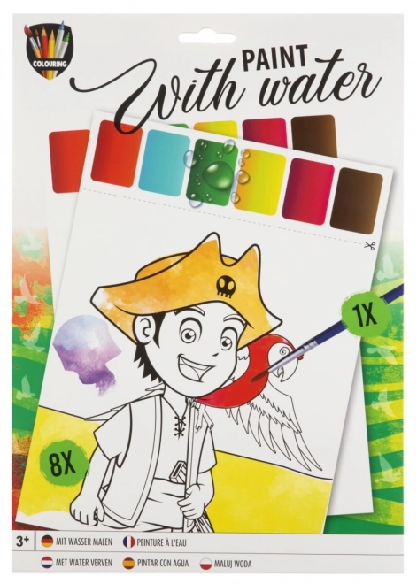 Water Painting Coloring Book Set with Brush