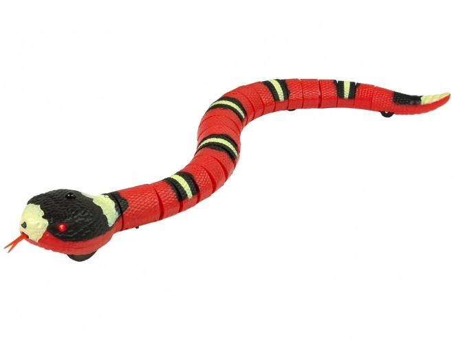 Remote Controlled Interactive Red Snake with Black Stripes