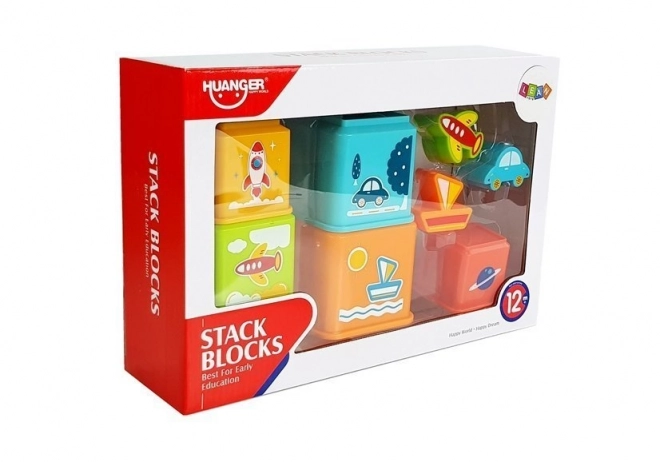 Pyramid Stacking Cups with Vehicle Images for Babies