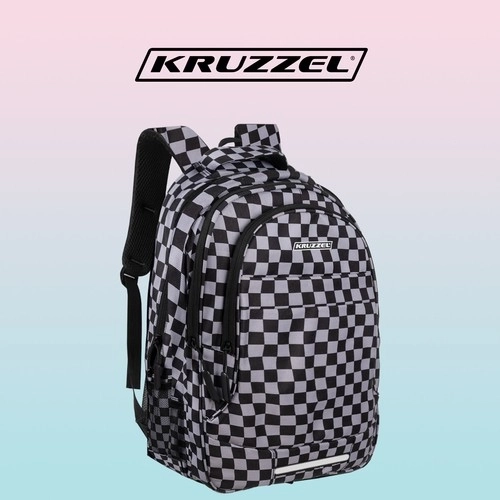 Chessboard Pattern Backpack with Gym Bag 30L