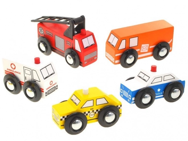 Wooden Building Blocks Town Fire Station Set