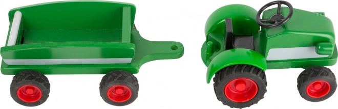 Wooden Tractor with Trailer Green