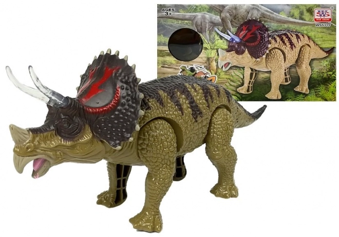 Battery Operated Green Triceratops Dinosaur Toy