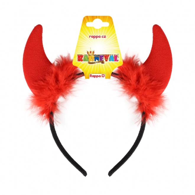 Red Devil Horn Headband With Feathers