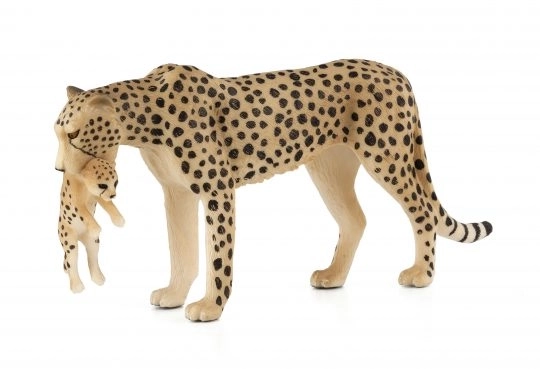 Realistic Cheetah with Cub Figure