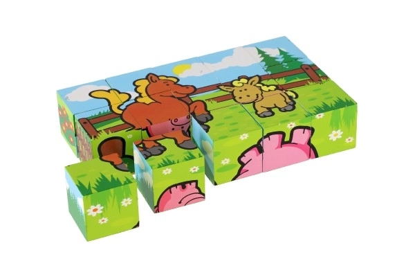 My First Animal Wooden Cubes Set in Wooden Box