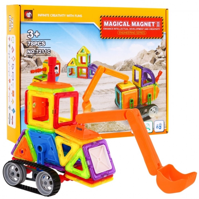 Magnetic Construction Blocks for Kids with Excavator Arm