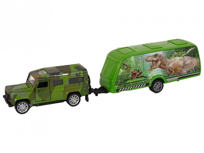Jeep Vehicle Set With Trailer And Dinosaurs