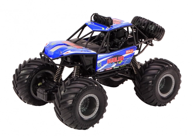 remote control off-road car with blue shock absorbers