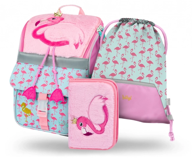 Baagl Flamingo Backpack Set