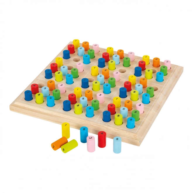 Wooden Sudoku Colorful Pegs Game