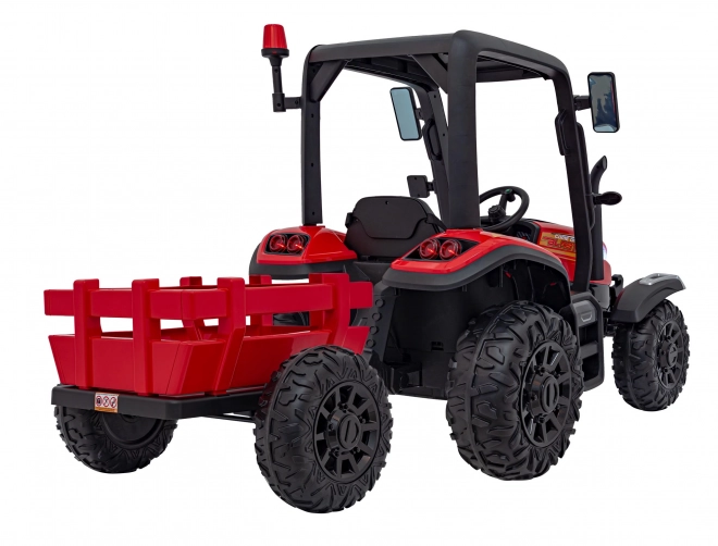 Traktor s přívěsem červený