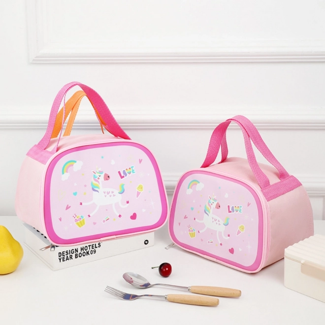 Sac isotherme pour déjeuner avec licorne rose 23cm