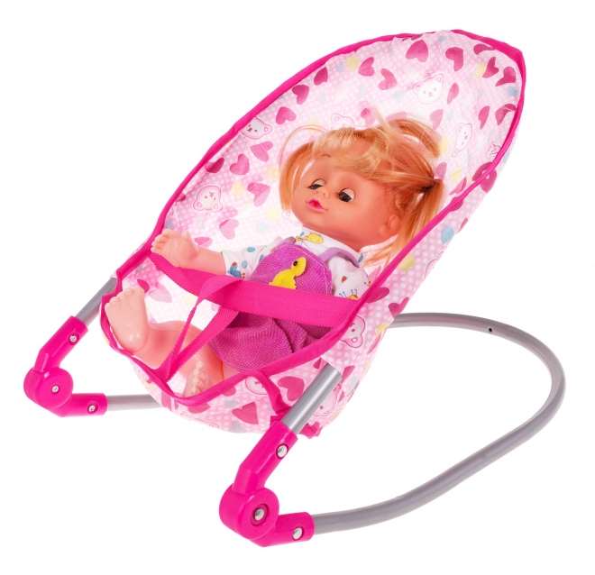 3-in-1 Doll Care Playset with Pink Stroller, Swing, Rocker and Doll