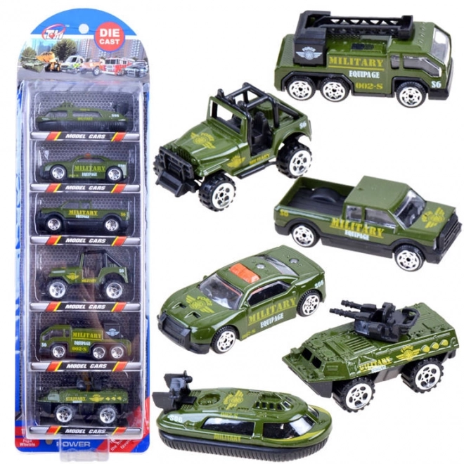 set of 6 metal construction vehicles – army