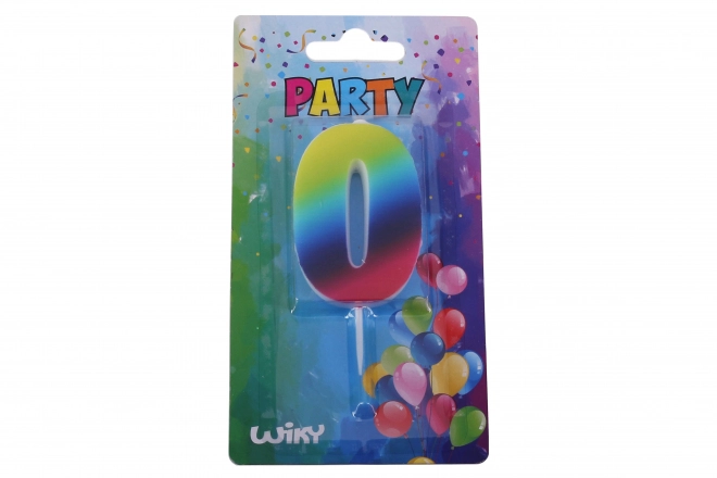 Party Candle Number 0 Rainbow