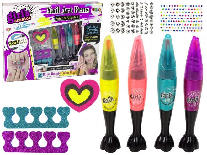 Nail Painting Set for Kids with 4 Pens