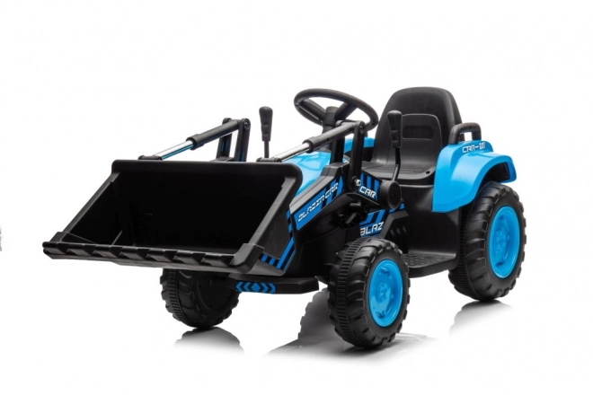 Trattore elettrico per bambini blu con benna