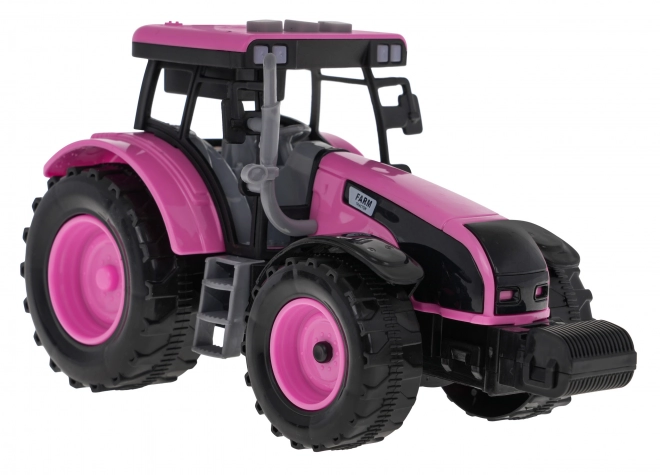 Interactive Pink Tractor for Children 3+ with Opening Hood, Sounds, and LED Lights