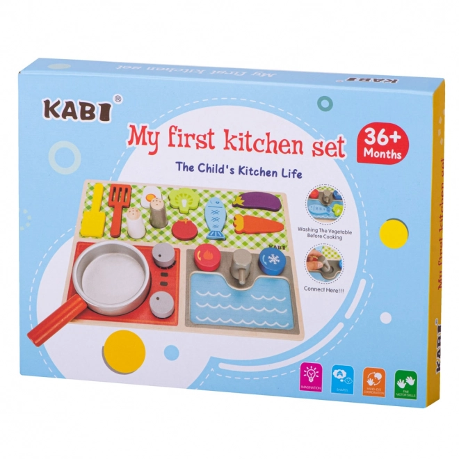 Wooden Children's Kitchen Set with Stove and Sink