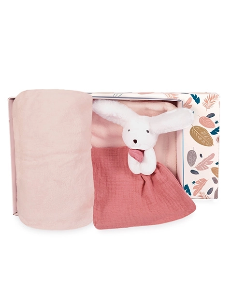 Gift Set: Happy Bunny Blanket and Pink Comforter