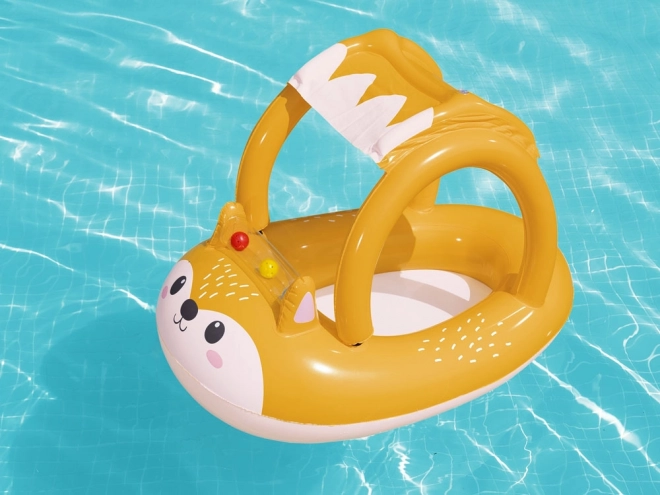 Inflatable Fox Boat for Kids 3+ with Canopy and Sensory Rattle