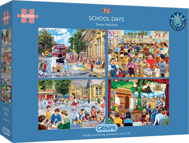 Gibsons School Days Puzzle Set 4x500 Pieces