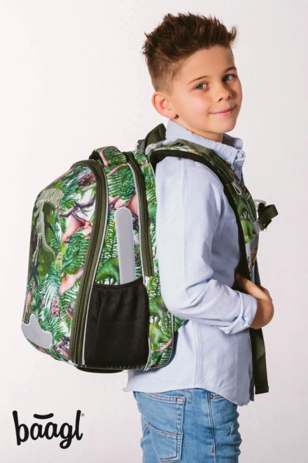 Baagl 3 Piece Set - Shelly Dinosaurs Backpack, Pencil Case, and Bag