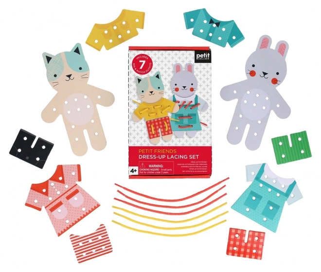 Petit Collage Dress-Up Lacing Set with Cat and Bunny